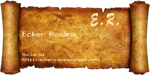 Ecker Roxána névjegykártya